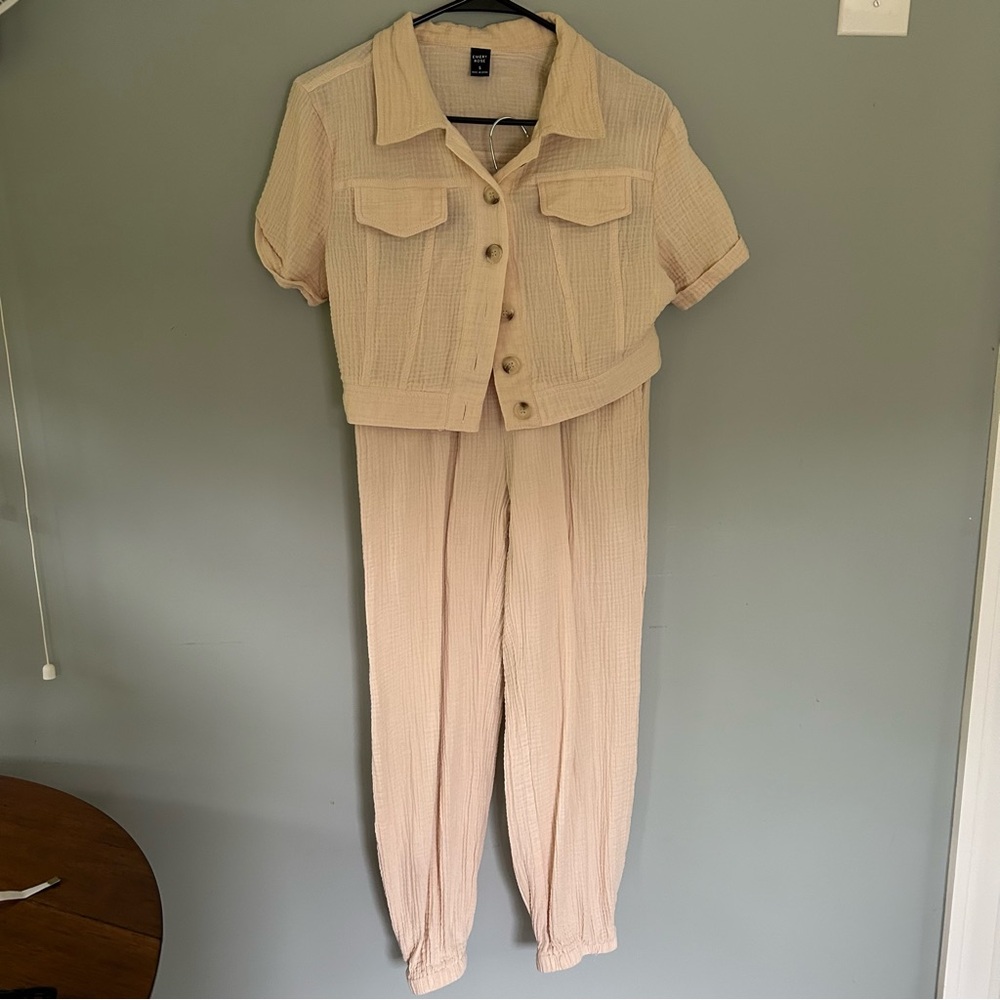 SHEIN Cream Two Piece Pant Set